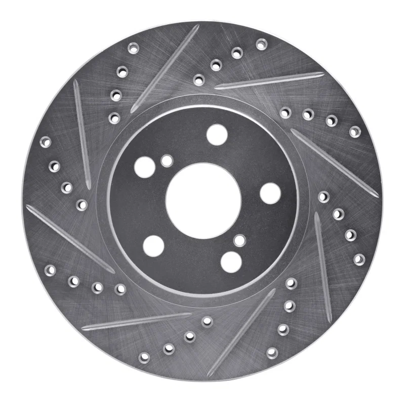 R1 Concepts 631-76068L, R1 00-10 Pontiac Vibe Front Left Drilled & Slotted Silver Brake Rotor