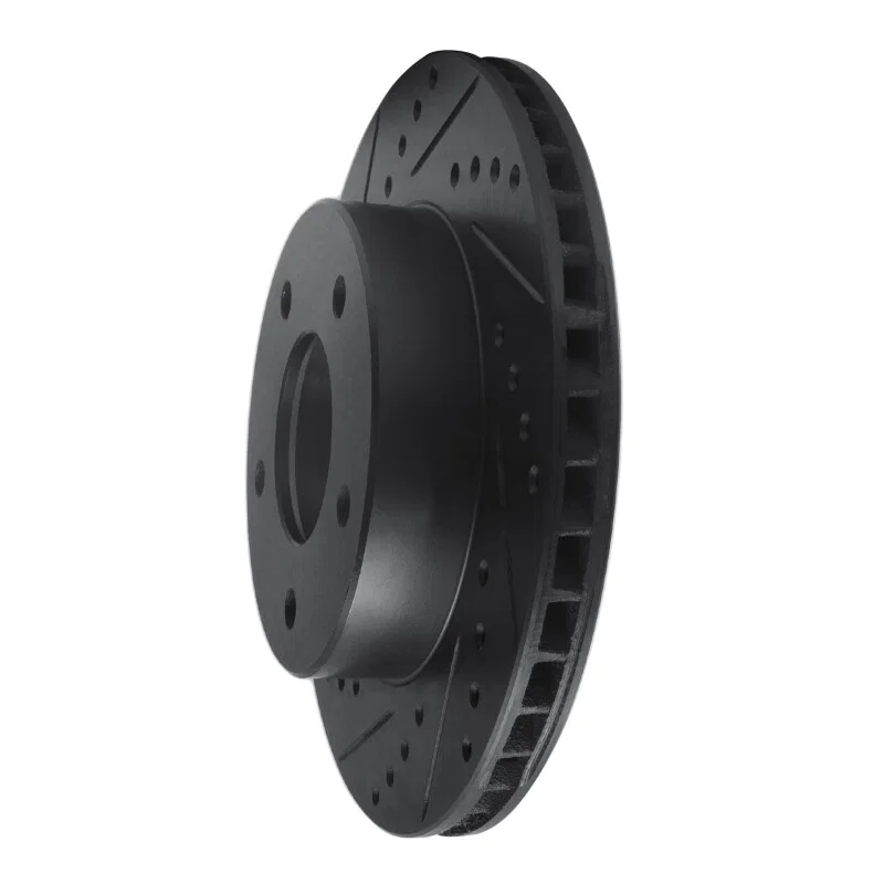 R1 Concepts 633-56006D, R1 75-79 Ford LTD Right Rear Drilled & Slotted Black Brake Rotor