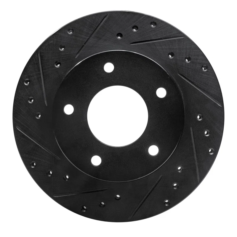 R1 Concepts 633-45001L, R1 77-80 Buick Electra Rear Left Drilled & Slotted Black Brake Rotor