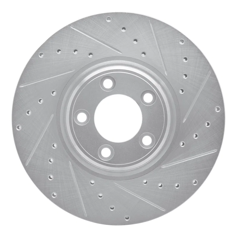 R1 Concepts 631-20030R, R1 03-05 Jaguar VanDEN PLAS Front Right Drilled & Slotted Silver Brake Rotor