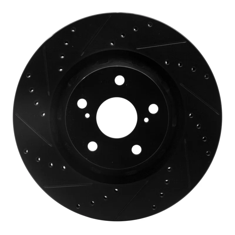 R1 Concepts 633-76085L, R1 09-15 Toyota Venza Front Left Drilled & Slotted Black Brake Rotor