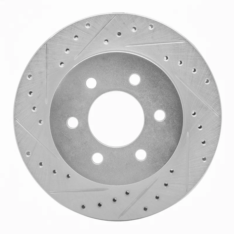 R1 Concepts 631-40084L, R1 97-02 Dodge Dakota 4WD Front Left Drilled & Slotted Silver Brake Rotor