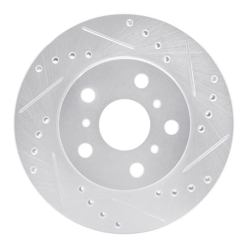 R1 Concepts 631-76016R, R1 83-86 Toyota Camry Front Right Drilled & Slotted Silver Brake Rotor