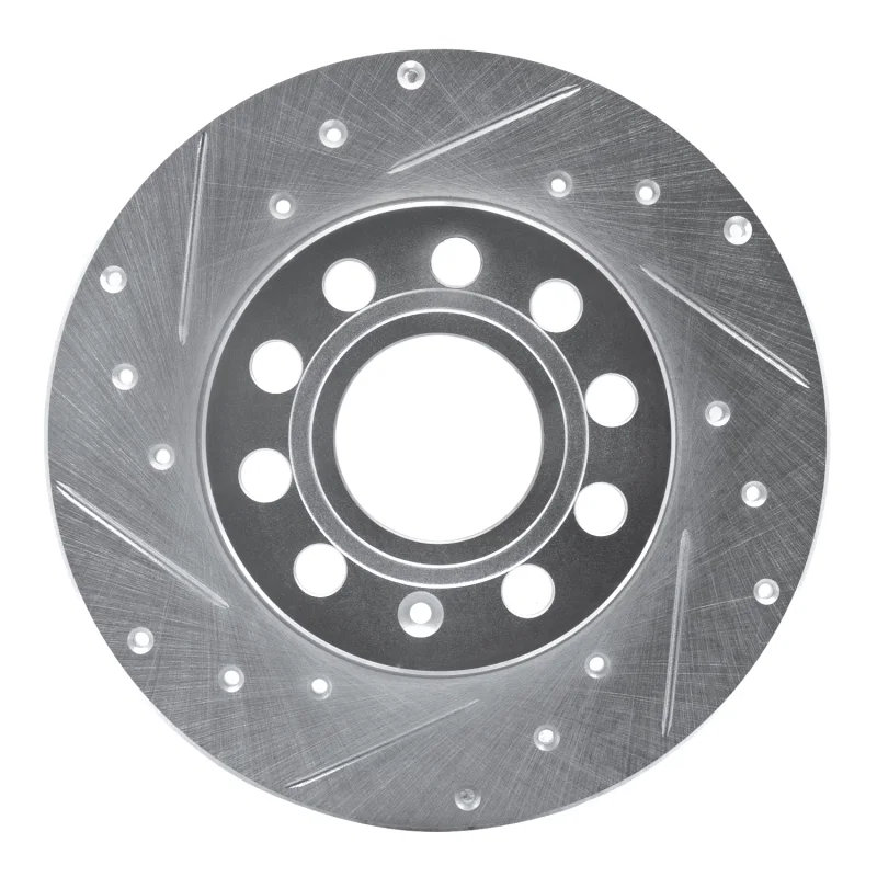 R1 Concepts 631-74027L, R1 05-13 Audi A3 Rear Left Drilled & Slotted Silver Brake Rotor