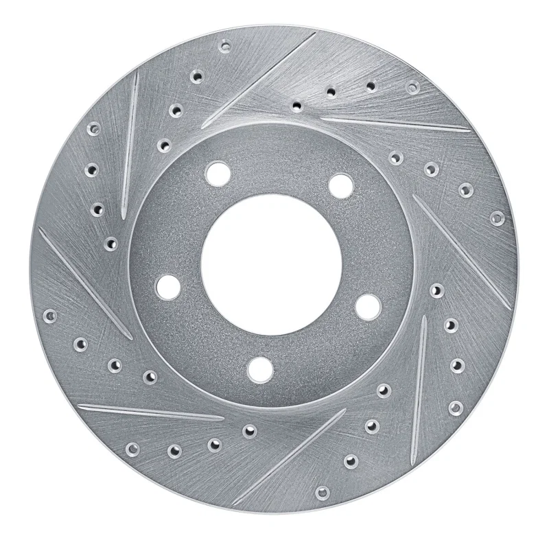 R1 Concepts 631-20008L, R1 93-94 Jaguar XJ12 Front Left Drilled & Slotted Silver Brake Rotor