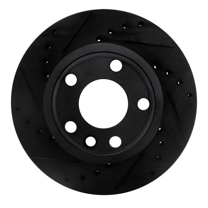 R1 Concepts 633-74040L, R1 92-95 Volkswagen EuroVan Front Left Drilled & Slotted Black Brake Rotor