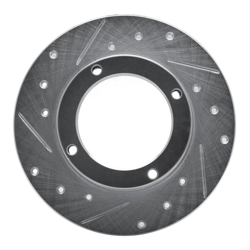 R1 Concepts 631-59000L, R1 73-79 Honda Civic Hatchback Front Left Drilled & Slotted Silver Brake Rotor