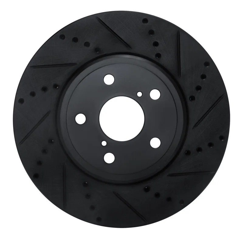 R1 Concepts 633-75009R, R1 01-06 Lexus LS430 Front Right Drilled & Slotted Black Brake Rotor