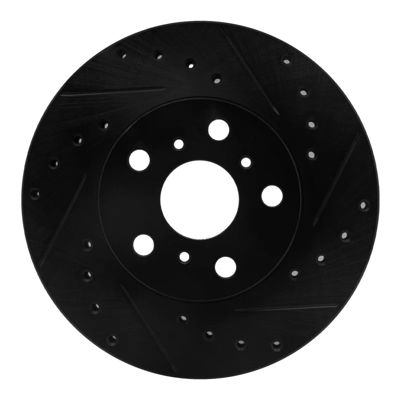 R1 Concepts 633-76041R, R1 88-93 Toyota Celica Front Right Drilled & Slotted Black Brake Rotor