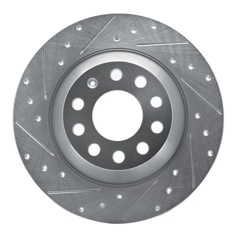 R1 Concepts 631-73042L, R1 05-11 Audi A6 Quattro Rear Left Drilled & Slotted Silver Brake Rotor