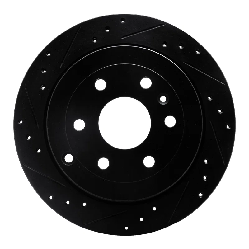 R1 Concepts 633-48055L, R1 07-17 Buick Enclave Rear Left Drilled & Slotted Black Brake Rotor