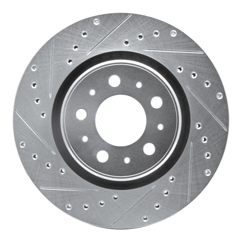 R1 Concepts 631-27022L, R1 98-04 Volvo C70 Front Left Drilled & Slotted Silver Brake Rotor