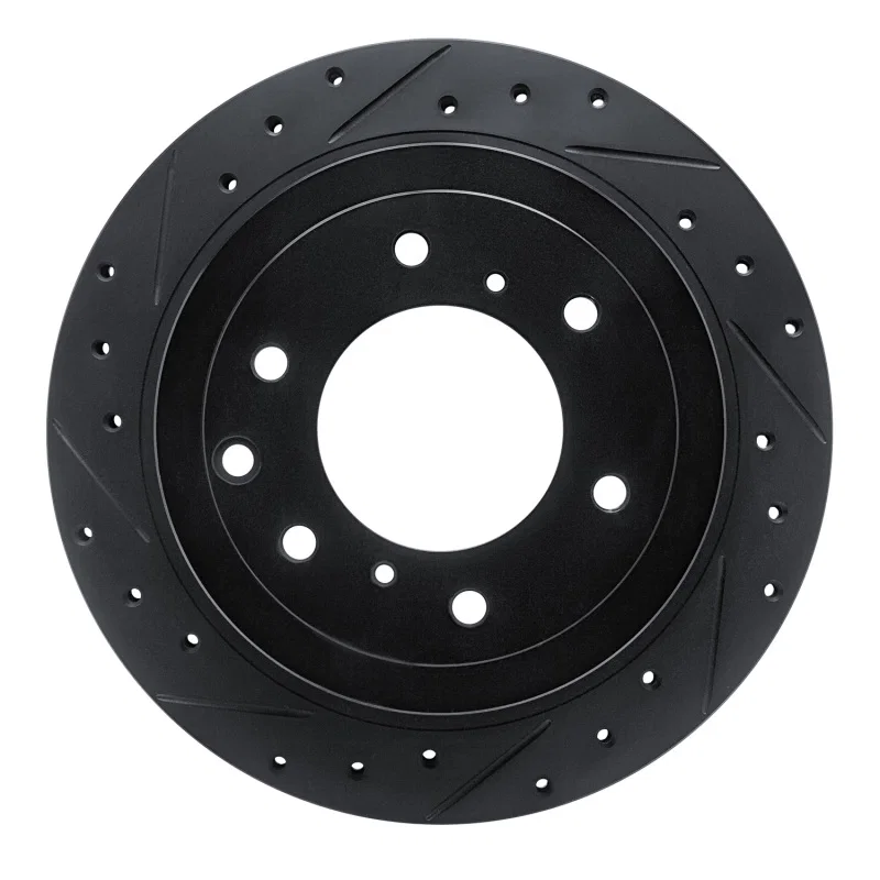 R1 Concepts 633-92060L, R1 08-14 Mitsubishi Montero Limited (Mexico) Rear Left Drilled & Slotted Black Brake Rotor
