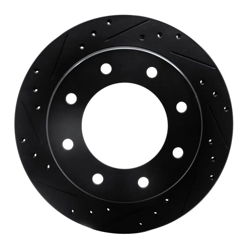 R1 Concepts 633-46011L, R1 00-11 Cadillac DTS Rear Left Drilled & Slotted Black Brake Rotor