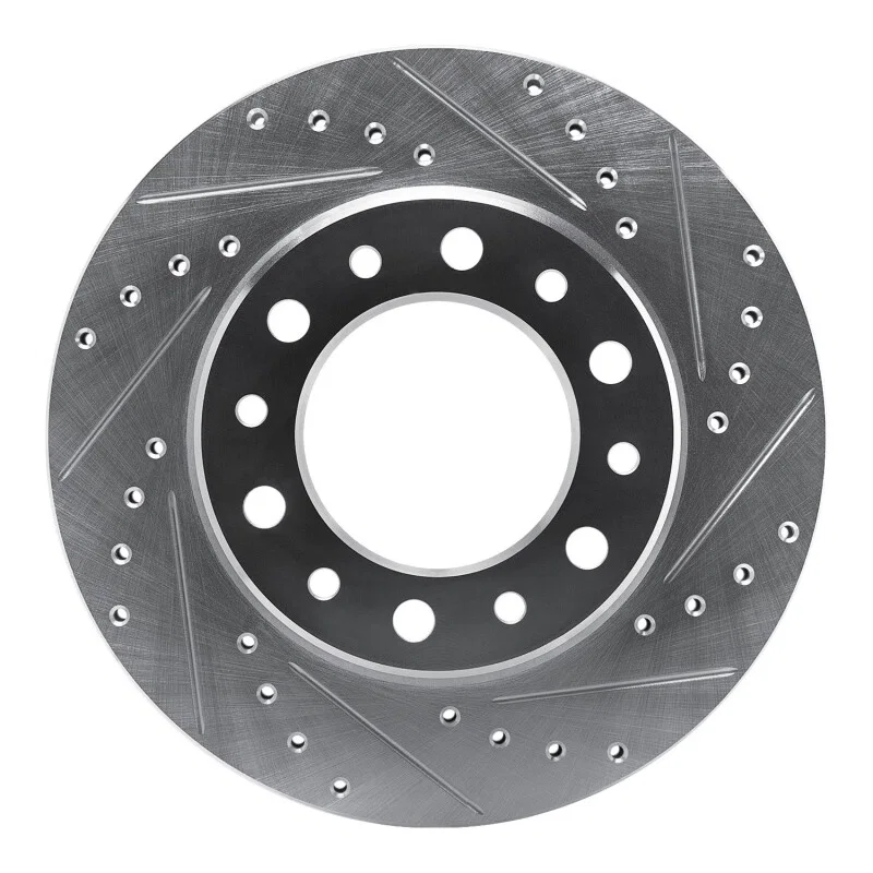 R1 Concepts 631-76169R, R1 76-89 Toyota Land Cruiser Front Right Drilled & Slotted Silver Brake Rotor