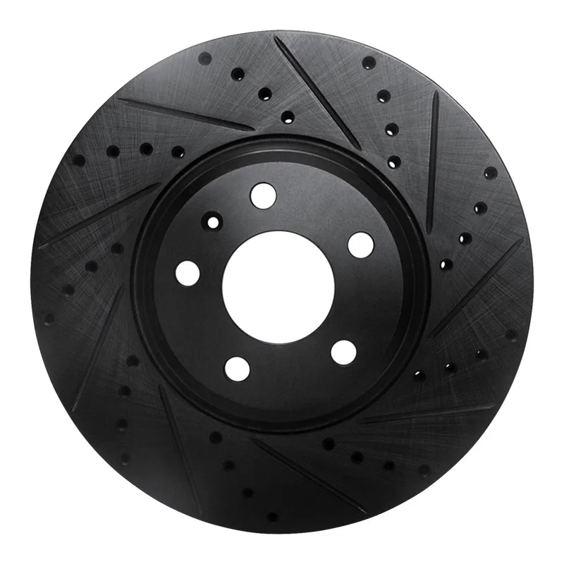 R1 Concepts 633-73057R, R1 08-12 Audi Q5 (Mexico) Front Right Drilled & Slotted Black Brake Rotor