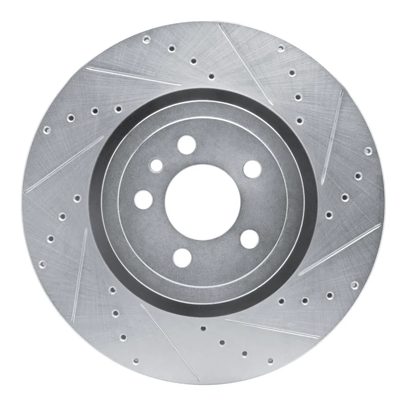 R1 Concepts 631-40035R, R1 14-23 Dodge Charger Front Right Drilled & Slotted Silver Brake Rotor