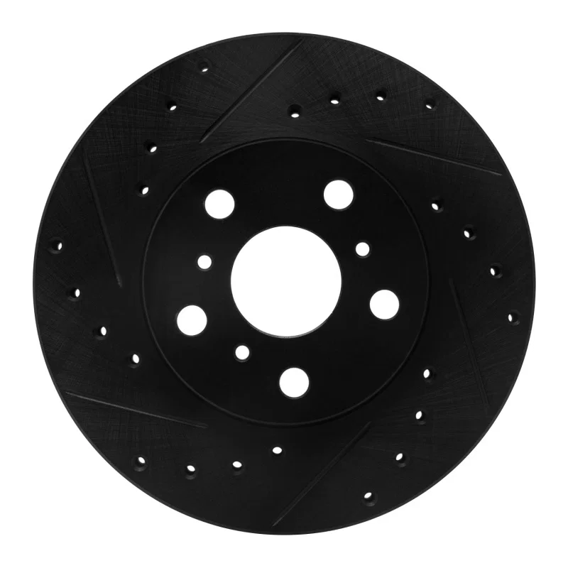 R1 Concepts 633-76041L, R1 88-93 Toyota Celica Front Left Drilled & Slotted Black Brake Rotor