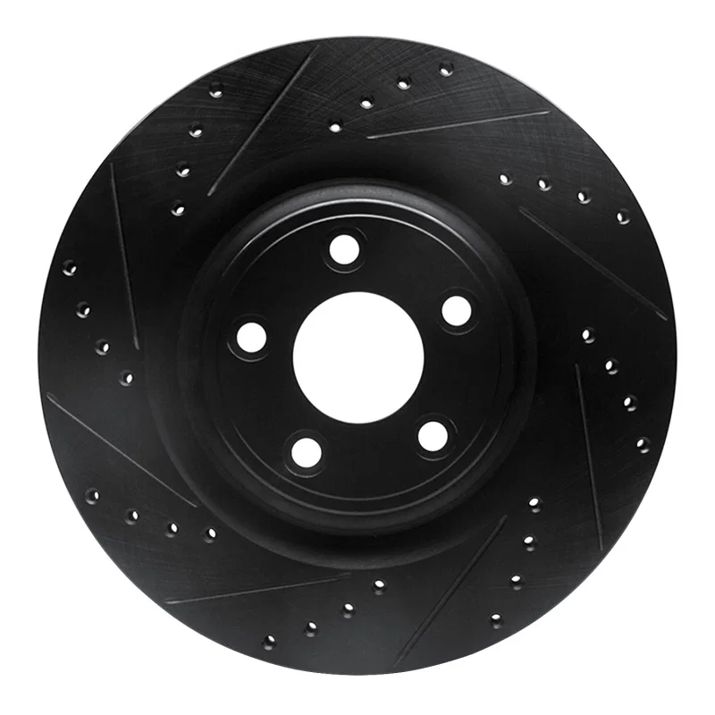 R1 Concepts 633-20028L, R1 14-21 Jaguar F-Type Rear Left Drilled & Slotted Black Brake Rotor