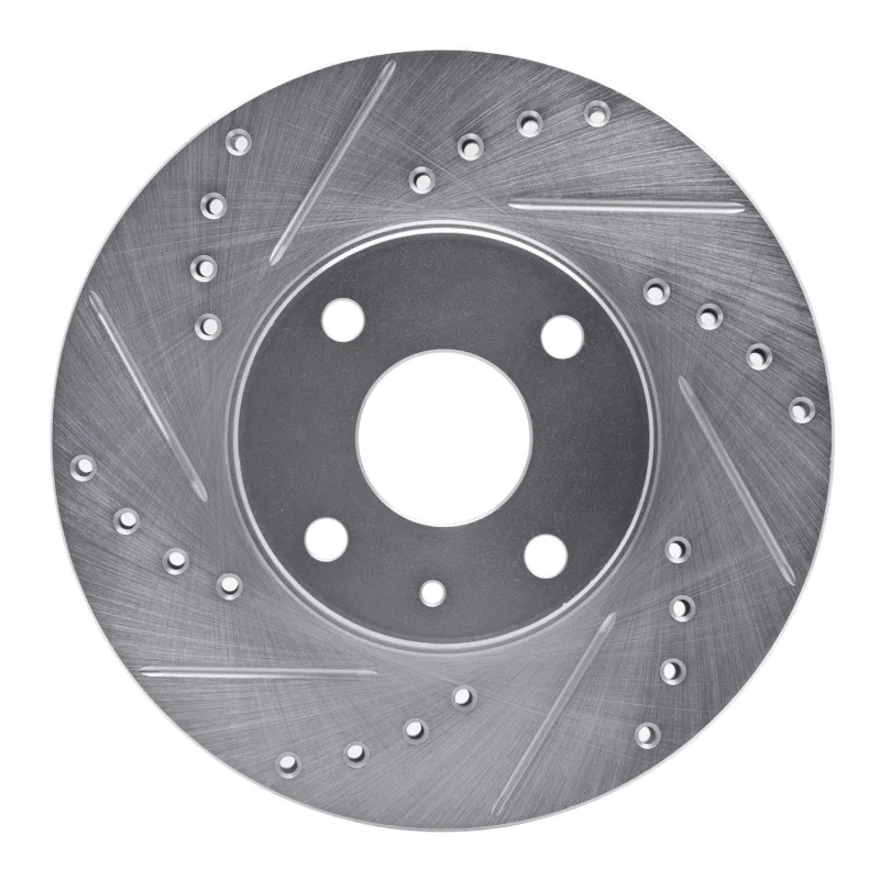 R1 Concepts 631-54002L, R1 1990-2003 Ford Escort Front Left Drilled & Slotted Silver Brake Rotor