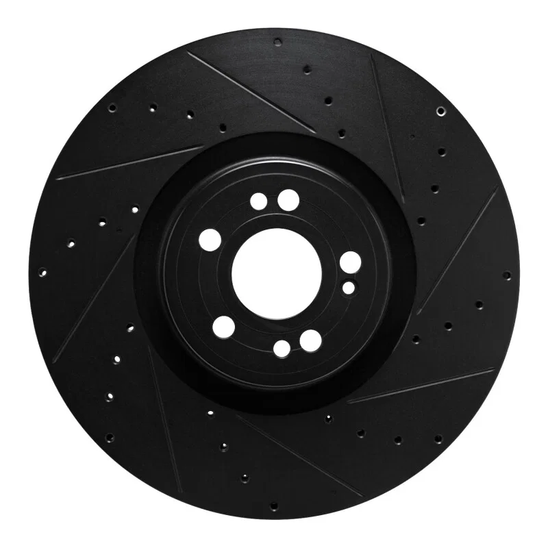 R1 Concepts 633-63180R, R1 20-26 Mercedes-Benz GLE450e Front Right Drilled & Slotted Black Brake Rotor