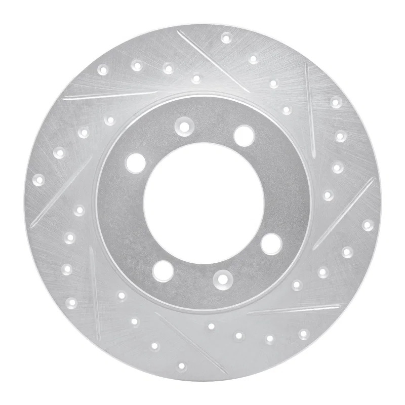 R1 Concepts 631-65001R, R1 1981-1987 Saab 900 Front Right Drilled & Slotted Silver Brake Rotor