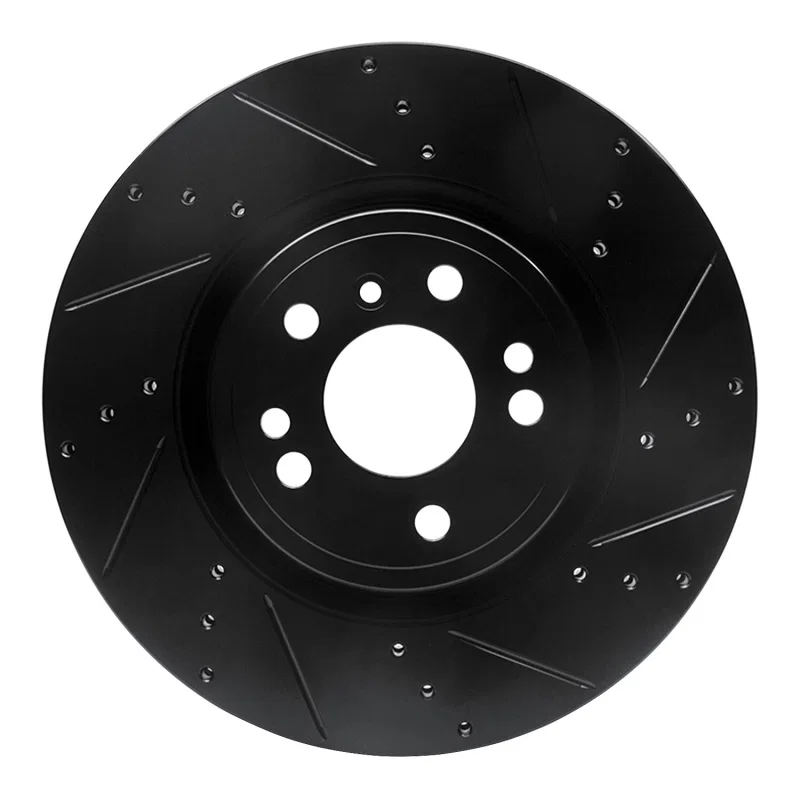 R1 Concepts 633-63144R, R1 12-18 Mercedes-Benz ML350 Front Right Drilled & Slotted Black Brake Rotor
