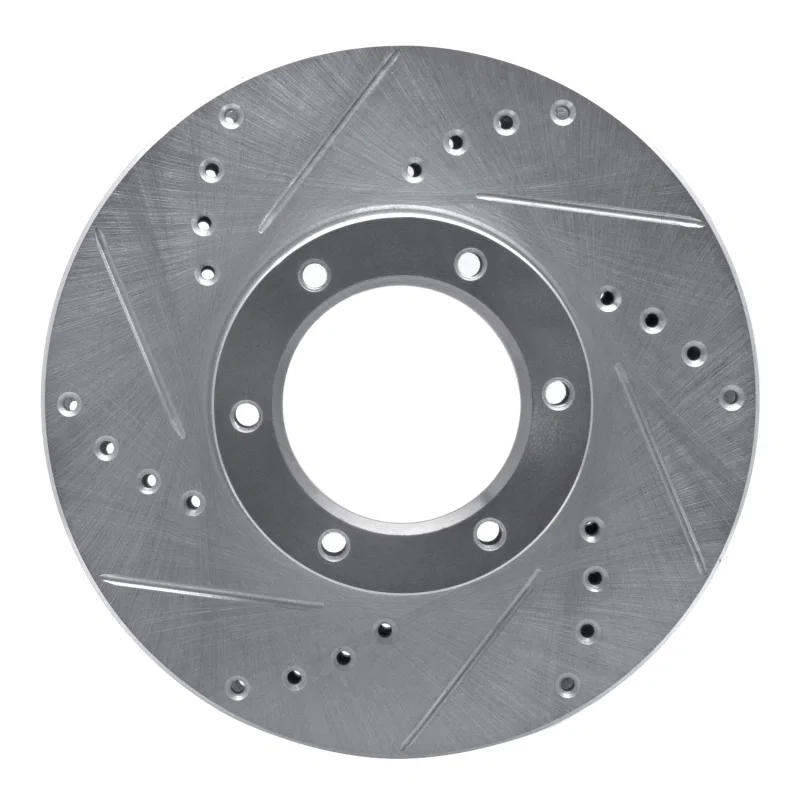 R1 Concepts 631-76107L, R1 89-93 Toyota Pickup Front Left Drilled & Slotted Silver Brake Rotor