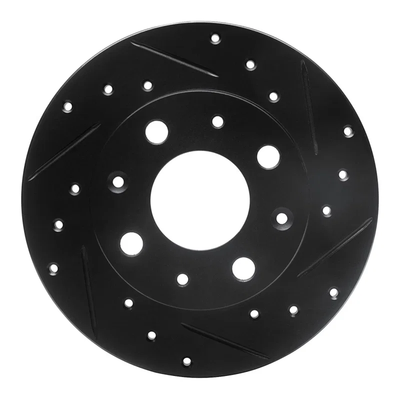 R1 Concepts 633-59008R, R1 79-83 Honda Civic Front Right Drilled & Slotted Black Brake Rotor