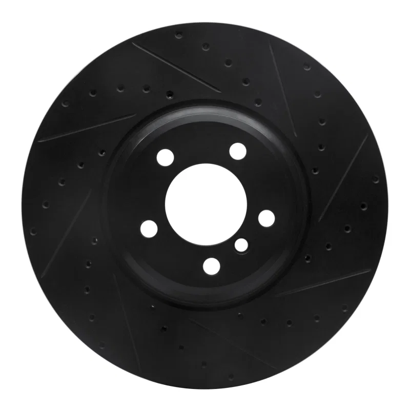 R1 Concepts 633-31083R, R1 2007-2008 BMW ALPINA B7 Front Right Drilled & Slotted Black Brake Rotor
