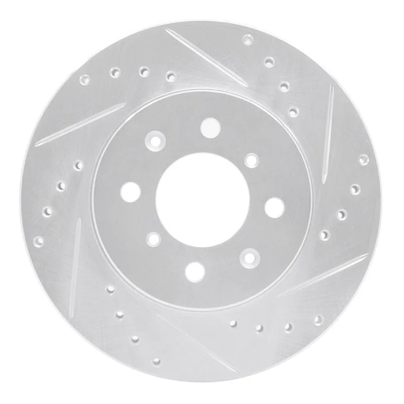 R1 Concepts 631-59015R, R1 88-91 Honda Accord Coupe Front Right Drilled & Slotted Silver Brake Rotor