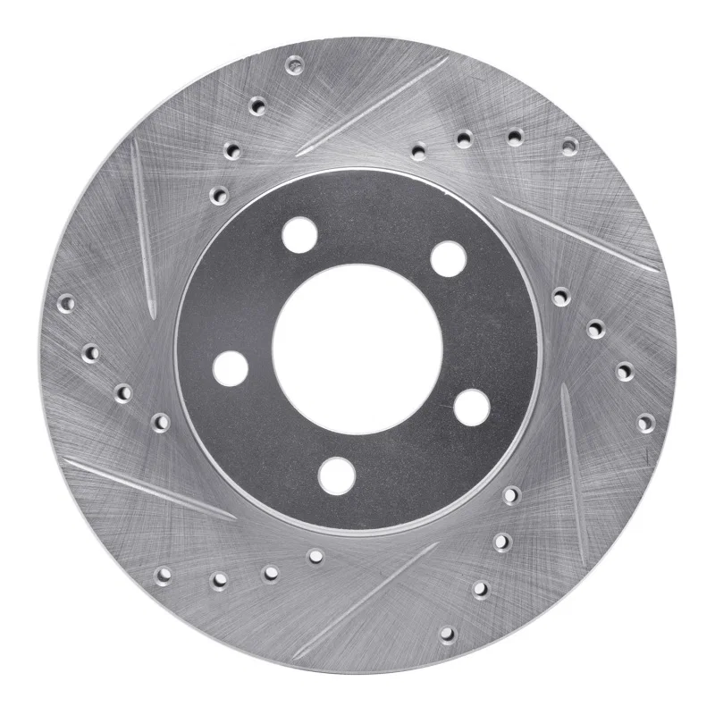 R1 Concepts 631-54039L, R1 91-00 Ford Taurus (Excl SHO) Front Left Drilled & Slotted Silver Brake Rotor