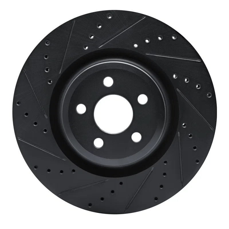 R1 Concepts 633-54274L, R1 19-24 Ford Edge Front Left Drilled & Slotted Black Brake Rotor