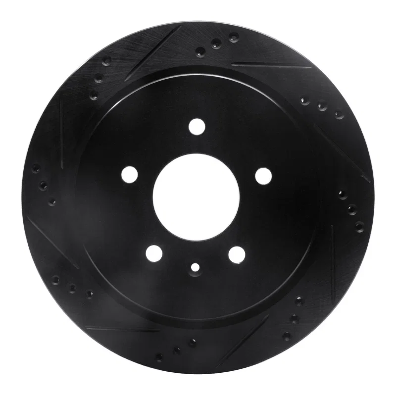 R1 Concepts 633-46014L, R1 03-11 Cadillac CTS Rear Left Drilled & Slotted Black Brake Rotor