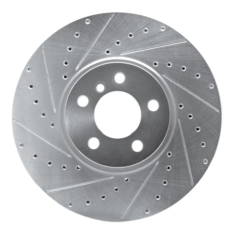 R1 Concepts 631-31137L, R1 02-06 BMW X5 Front Left Drilled & Slotted Silver Brake Rotor