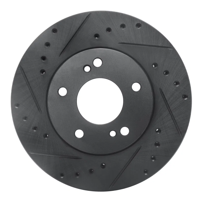 R1 Concepts 633-67048L, R1 99-01 Infiniti I30 Front Left Drilled & Slotted Black Brake Rotor