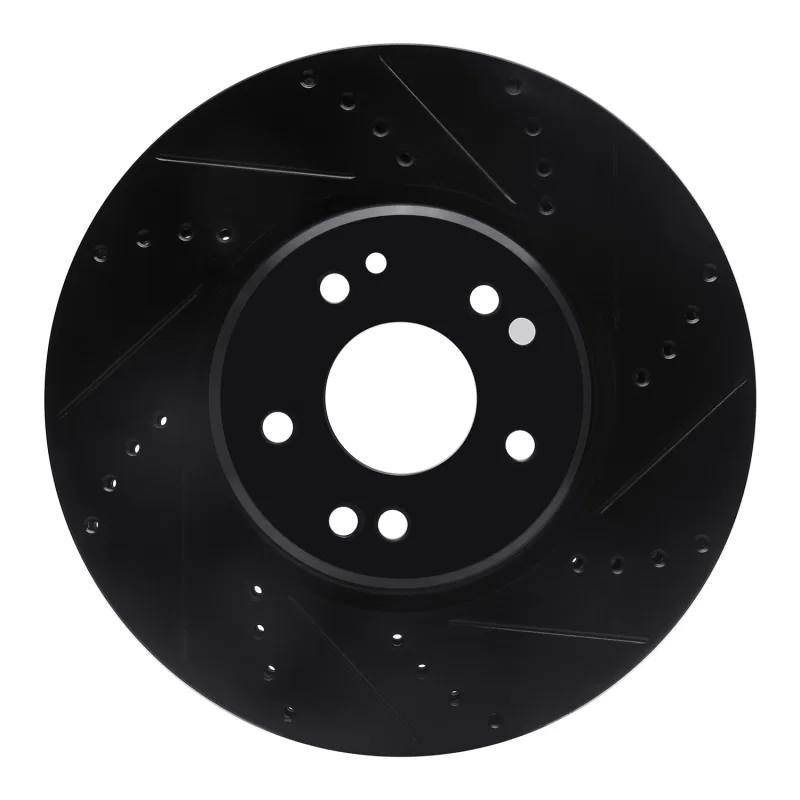 R1 Concepts 633-63029D, R1 94-02 Mercedes-Benz SL600 Left Front Drilled & Slotted Black Brake Rotor