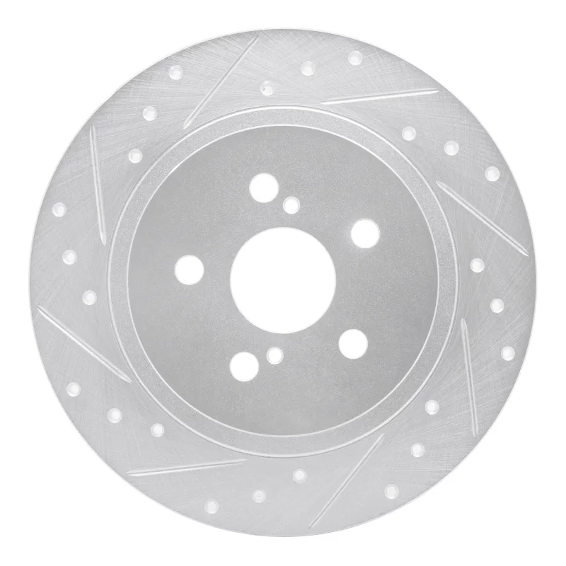 R1 Concepts 631-75029L, R1 11-17 Lexus CT200H Rear Left Drilled & Slotted Silver Brake Rotor