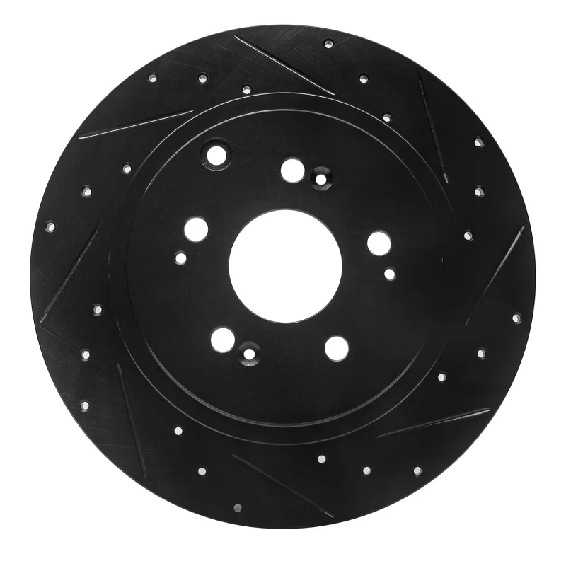 R1 Concepts 633-59052R, R1 06-14 Honda Ridgeline Rear Right Drilled & Slotted Black Brake Rotor