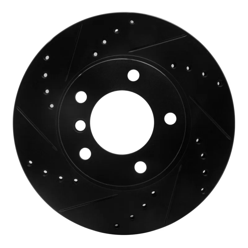R1 Concepts 633-31027L, R1 91-06 BMW 325I (USA/Canada) Front Left Drilled & Slotted Black Brake Rotor