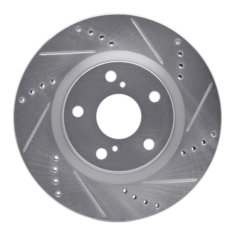 R1 Concepts 631-11036R, R1 2020-2025 Land Rover Defender 110 Front Right Drilled & Slotted Silver Brake Rotor