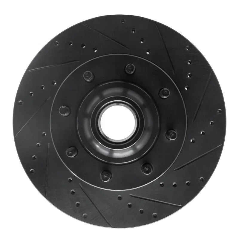 R1 Concepts 633-54209R, R1 08-25 Ford E-250 Front Right Drilled & Slotted Black Brake Rotor