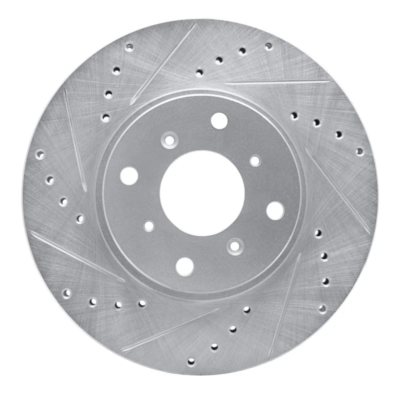 R1 Concepts 631-59022L, R1 92-96 Honda Prelude Front Left Drilled & Slotted Silver Brake Rotor