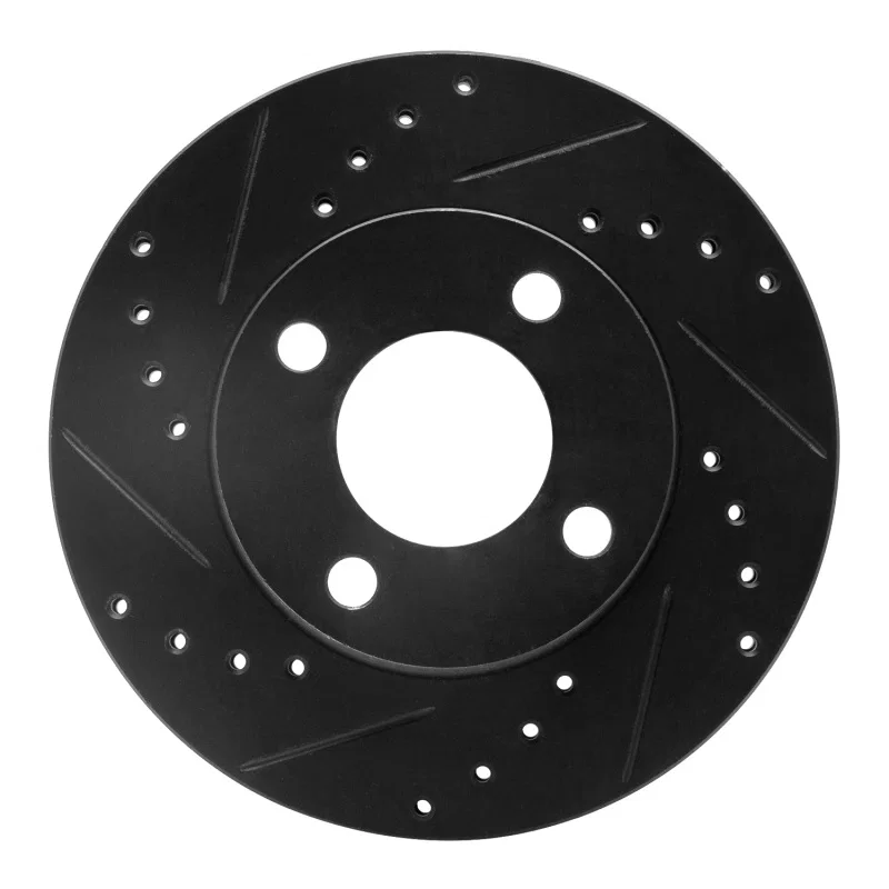 R1 Concepts 633-73000L, R1 78-92 Audi 80 Front Left Drilled & Slotted Black Brake Rotor