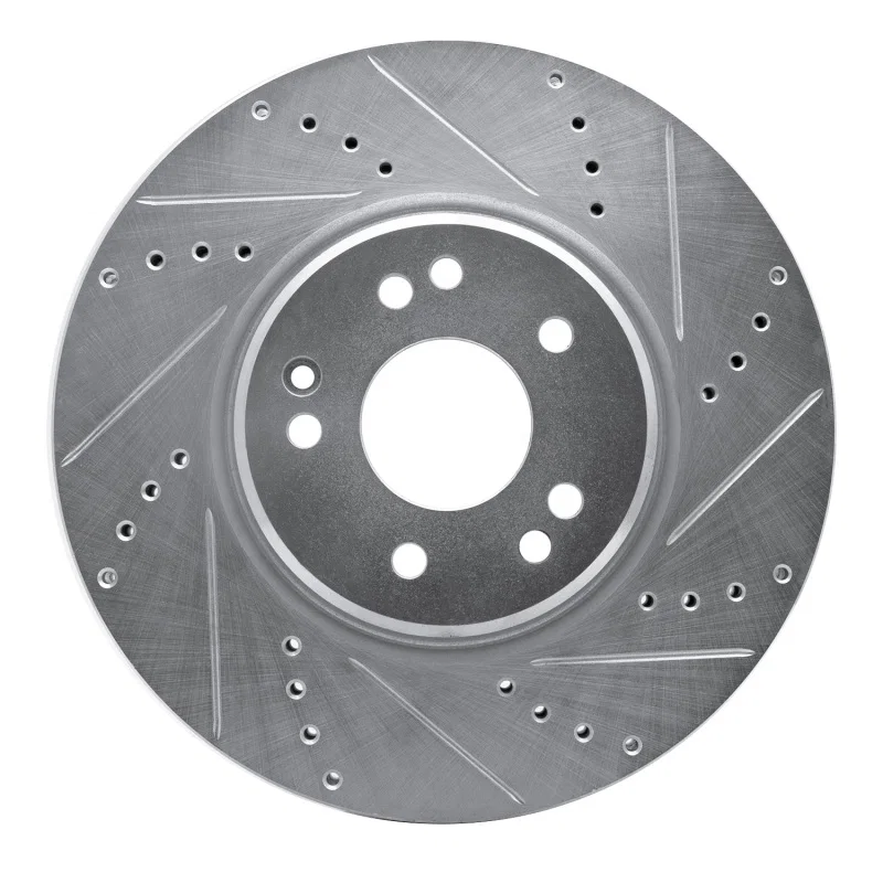 R1 Concepts 631-63028D, R1 94-02 Mercedes-Benz E500 Right Front Drilled & Slotted Silver Brake Rotor