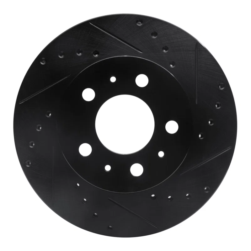 R1 Concepts 633-56012R, R1 95-97 Ford Crown Victoria Front Right Drilled & Slotted Black Brake Rotor
