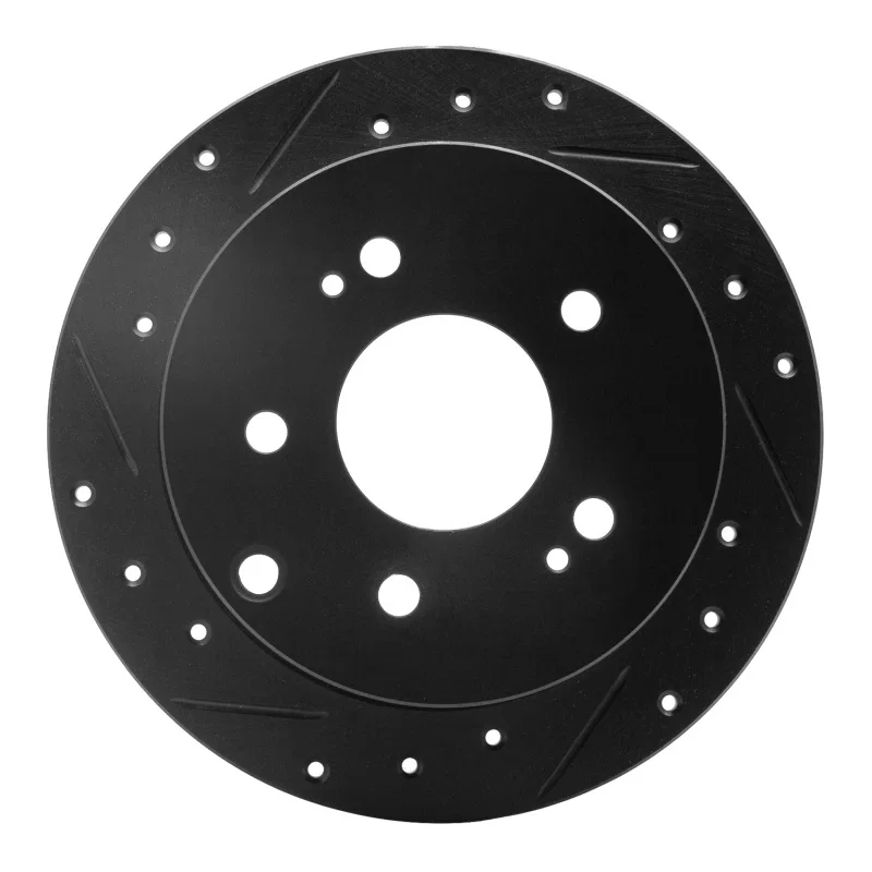 R1 Concepts 633-72038L, R1 04-12 Mitsubishi Eclipse Rear Left Drilled & Slotted Black Brake Rotor
