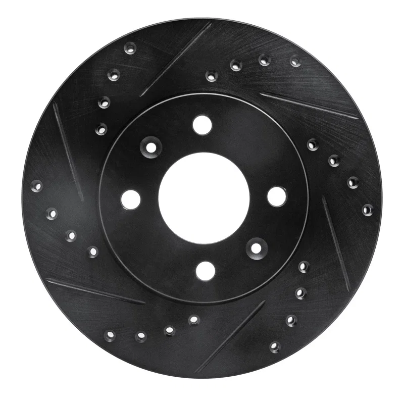 R1 Concepts 633-03001L, R1 06-12 Dodge Attitude (Mexico) Front Left Drilled & Slotted Black Brake Rotor