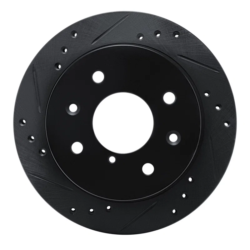 R1 Concepts 633-80008L, R1 84-85 Mazda RX-7 Rear Left Drilled & Slotted Black Brake Rotor