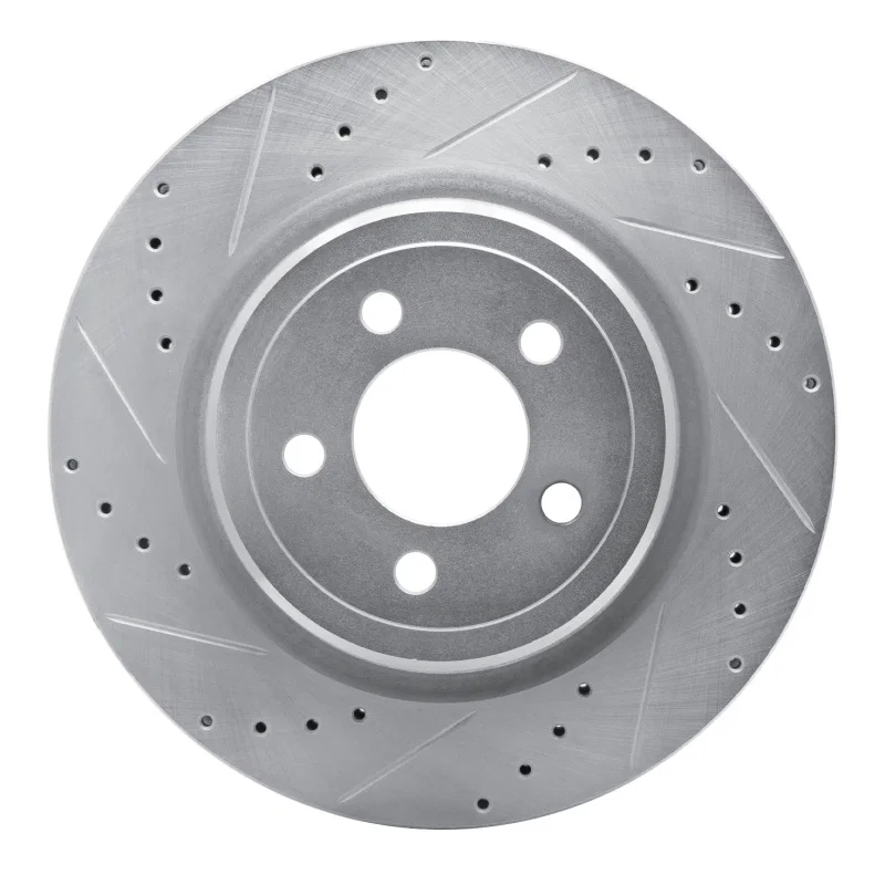 R1 Concepts 631-39021L, R1 06-23 Dodge Magnum Rear Left Drilled & Slotted Silver Brake Rotor